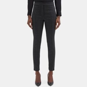 Theory || High Waist Zip Pant Ponte Knit Plaid Black 4 NWT
